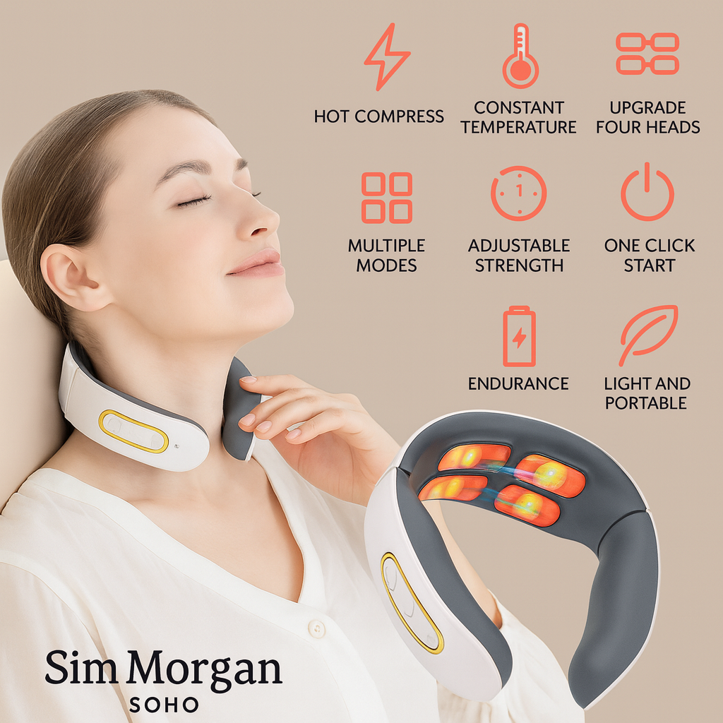 SOHO Smart Neck Massager – Full Accessories Set (Electrode Pads + Remote + USB Cable)