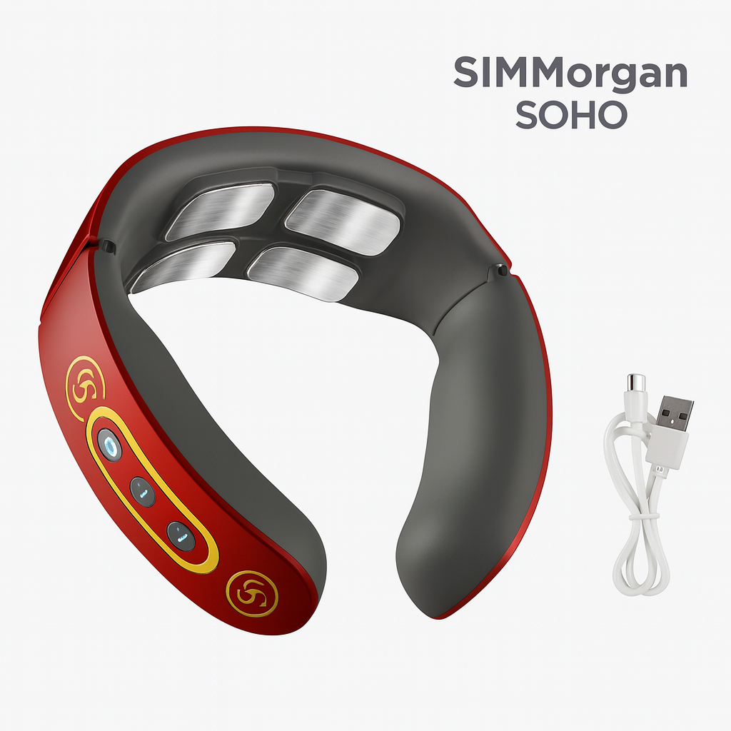 SOHO Smart Neck Massager – Full Accessories Set (Electrode Pads + Remote + USB Cable)