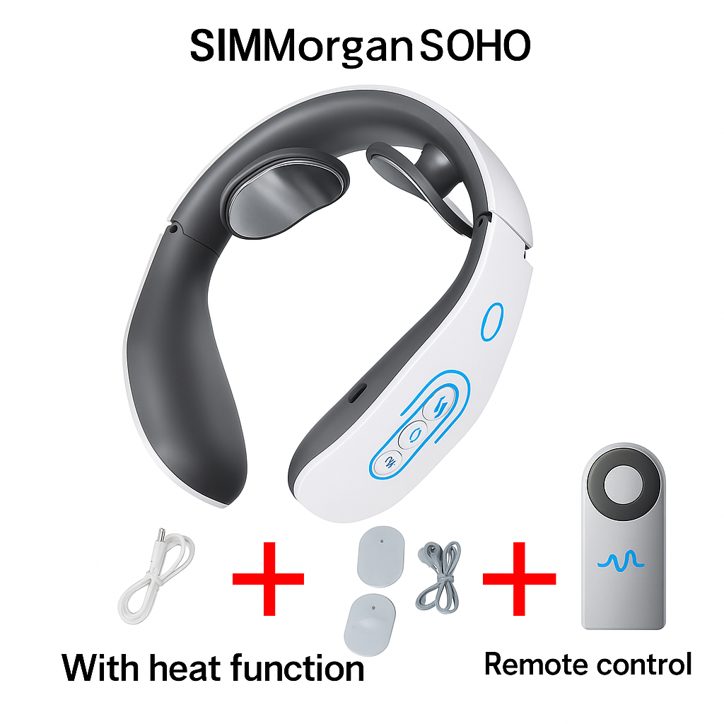 SOHO Smart Neck Massager – Full Accessories Set (Electrode Pads + Remote + USB Cable)
