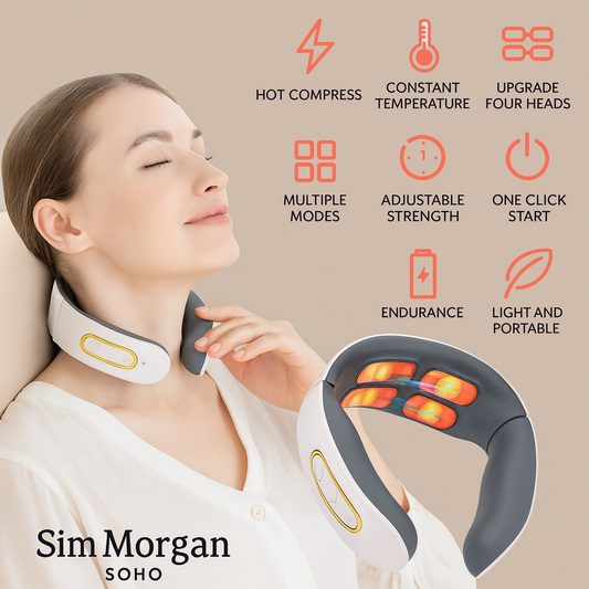 SOHO Smart Neck Massager – Full Accessories Set (Electrode Pads + Remote + USB Cable)